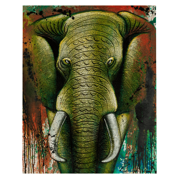 tablou abstract elefant colorat